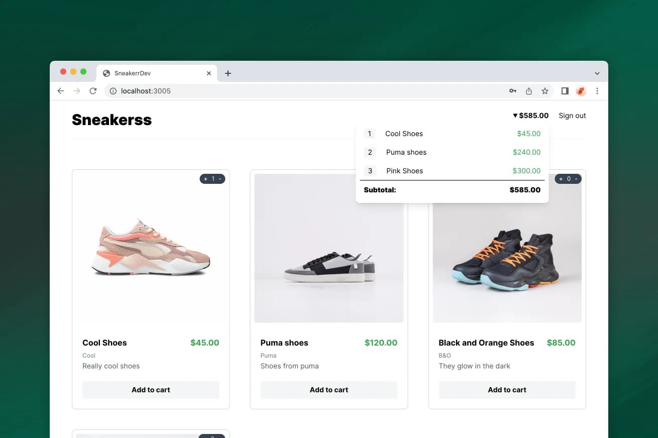 Screenshot of application